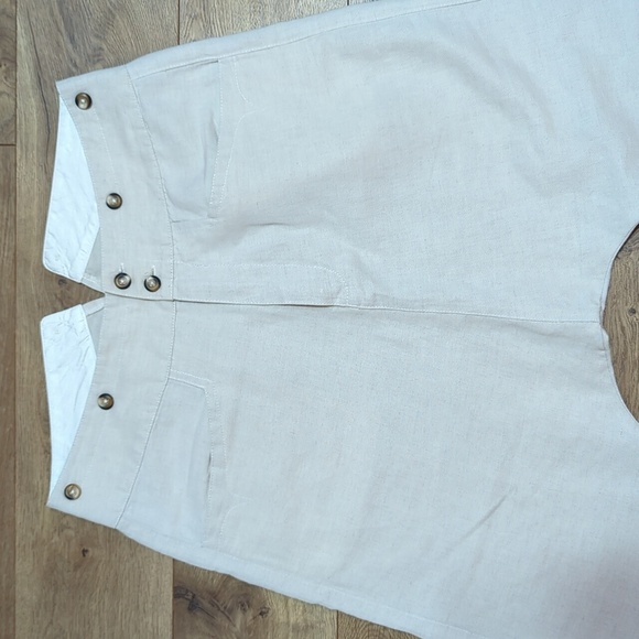 Burning Torch Drop Crotch  Cotton Linen Trouser in Oatmeal Beige S - Picture 4 of 10